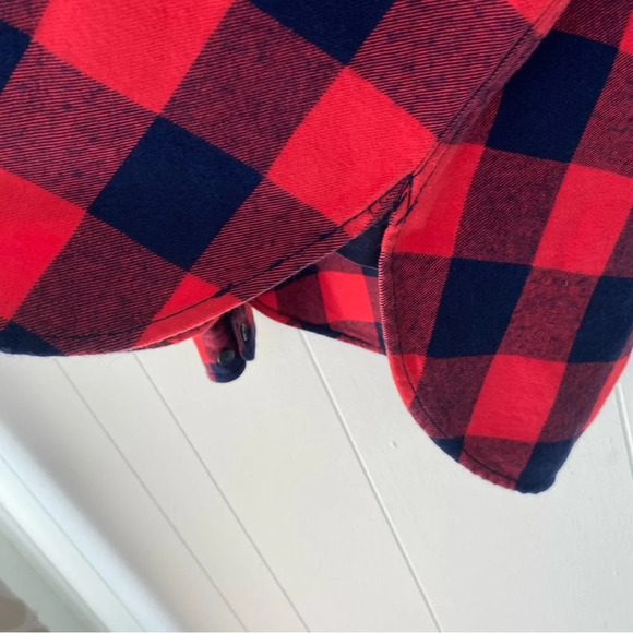 J.Crew Womens Top Sz XXS Buffalo Check Plaid Red Blue Flannel 1/2 zip B4937 * - Picture 13 of 16